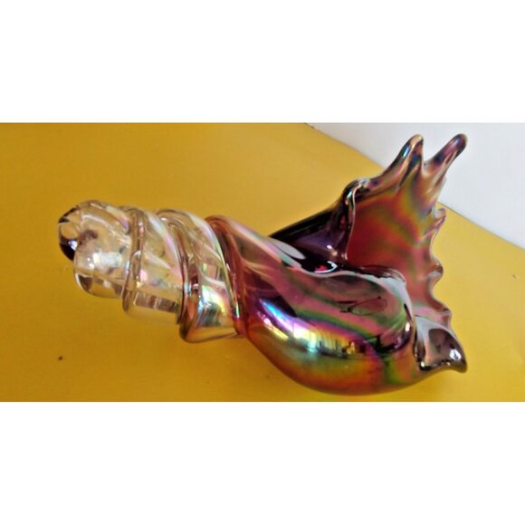 Wilson Art Glass Sea Conch Paperweight Red Iridescent 3.5" tall x 7" long - Picture 11 of 11